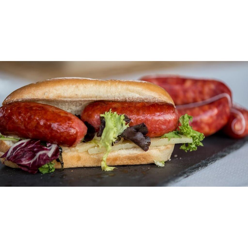 PERRITO DE CHORIZO BARBACOA CON SABOR A BACON Y QUESO